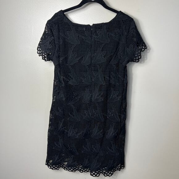 Women's Cremieux Short Sleeve Lace Dress Preppy Black Summer Dress Size Small - Picture 7 of 8